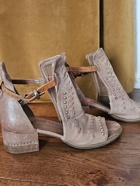 AS 98 Tan Strap Sandals With Cut Out Details Size 9.5